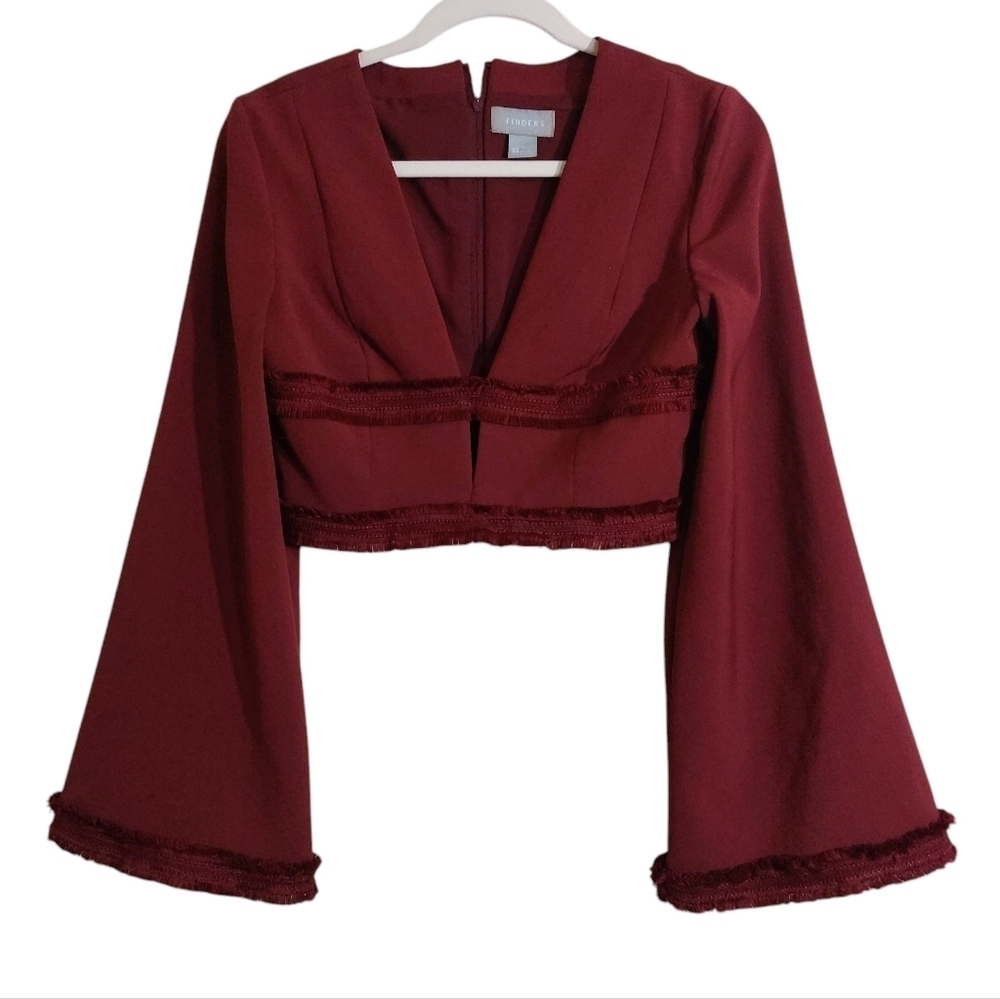 Finders Burgundy Bell Sleeve Crop Top- size XS 👚